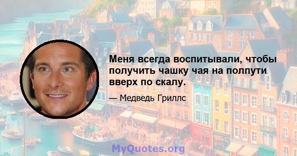 Меня всегда воспитывали, чтобы получить чашку чая на полпути вверх по скалу.