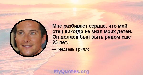 Мне разбивает сердце, что мой отец никогда не знал моих детей. Он должен был быть рядом еще 25 лет.