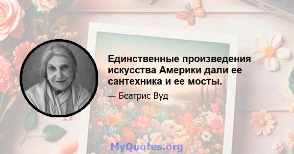 Единственные произведения искусства Америки дали ее сантехника и ее мосты.