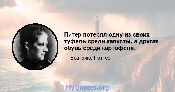 Питер потерял одну из своих туфель среди капусты, а другая обувь среди картофеля.