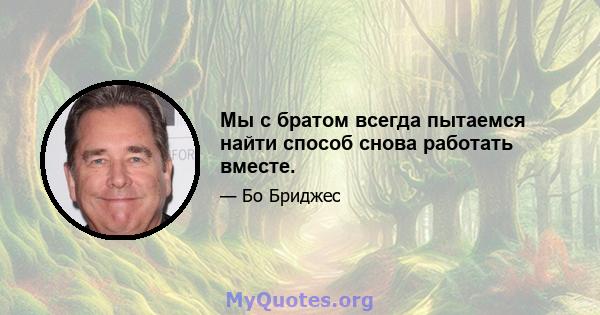 Мы с братом всегда пытаемся найти способ снова работать вместе.