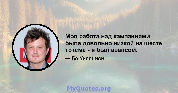 Моя работа над кампаниями была довольно низкой на шесте тотема - я был авансом.