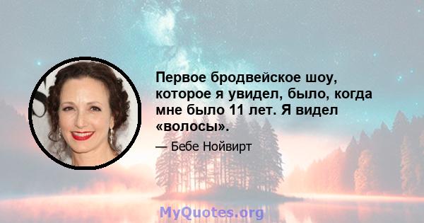 Первое бродвейское шоу, которое я увидел, было, когда мне было 11 лет. Я видел «волосы».