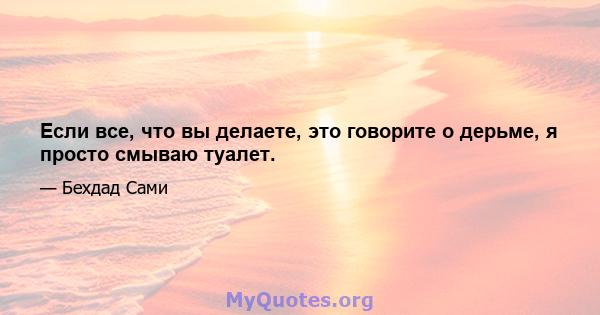 Если все, что вы делаете, это говорите о дерьме, я просто смываю туалет.