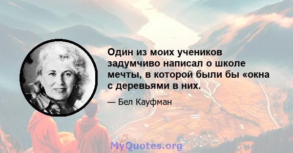 Один из моих учеников задумчиво написал о школе мечты, в которой были бы «окна с деревьями в них.