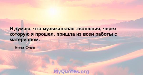 Я думаю, что музыкальная эволюция, через которую я прошел, пришла из всей работы с материалом.