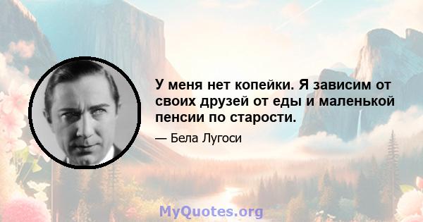 У меня нет копейки. Я зависим от своих друзей от еды и маленькой пенсии по старости.