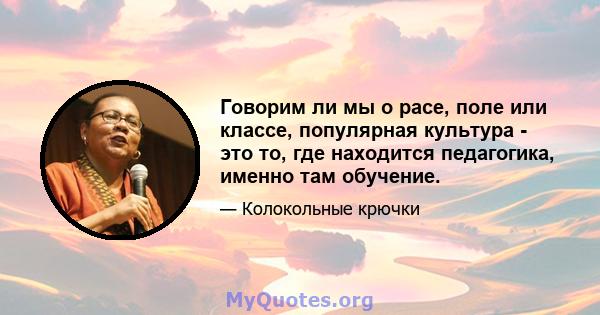 Говорим ли мы о расе, поле или классе, популярная культура - это то, где находится педагогика, именно там обучение.