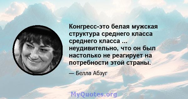 Конгресс-это белая мужская структура среднего класса среднего класса ... неудивительно, что он был настолько не реагирует на потребности этой страны.