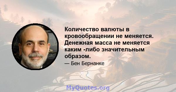 Количество валюты в кровообращении не меняется. Денежная масса не меняется каким -либо значительным образом.