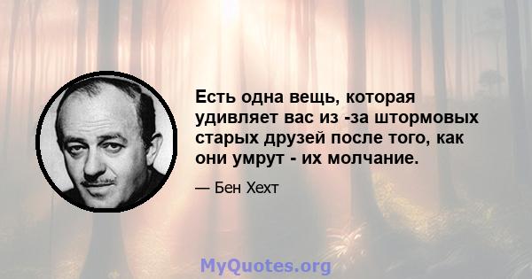 Есть одна вещь, которая удивляет вас из -за штормовых старых друзей после того, как они умрут - их молчание.