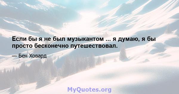 Если бы я не был музыкантом ... я думаю, я бы просто бесконечно путешествовал.