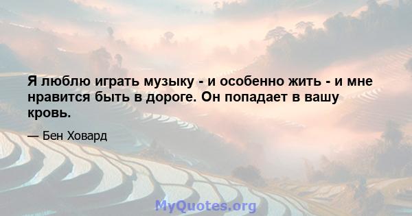 Я люблю играть музыку - и особенно жить - и мне нравится быть в дороге. Он попадает в вашу кровь.