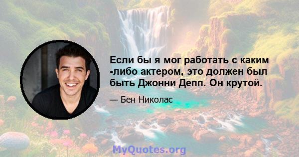 Если бы я мог работать с каким -либо актером, это должен был быть Джонни Депп. Он крутой.