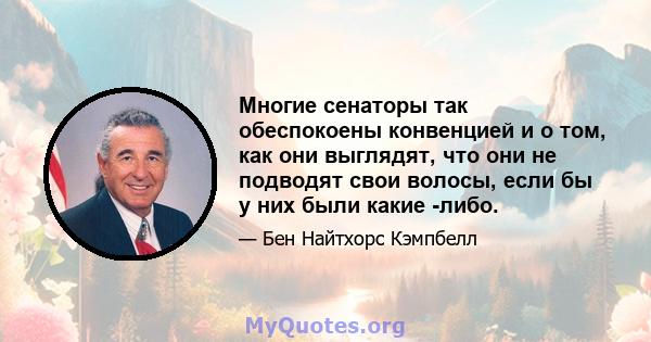 Многие сенаторы так обеспокоены конвенцией и о том, как они выглядят, что они не подводят свои волосы, если бы у них были какие -либо.