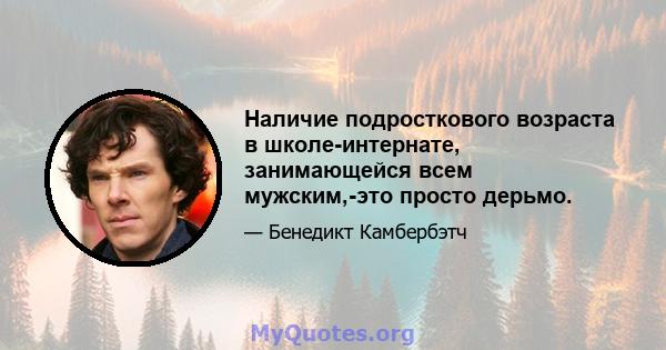 Наличие подросткового возраста в школе-интернате, занимающейся всем мужским,-это просто дерьмо.