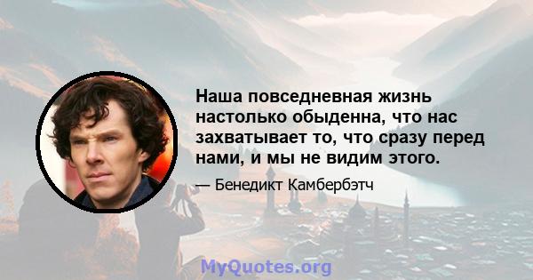 Наша повседневная жизнь настолько обыденна, что нас захватывает то, что сразу перед нами, и мы не видим этого.