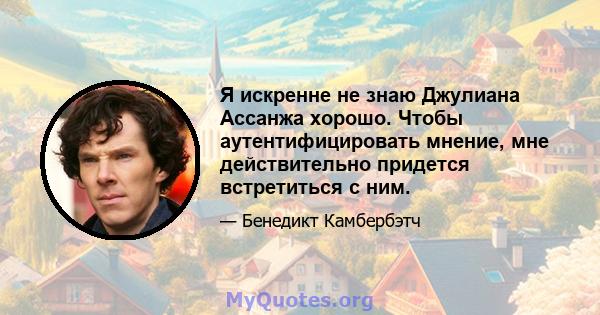 Я искренне не знаю Джулиана Ассанжа хорошо. Чтобы аутентифицировать мнение, мне действительно придется встретиться с ним.