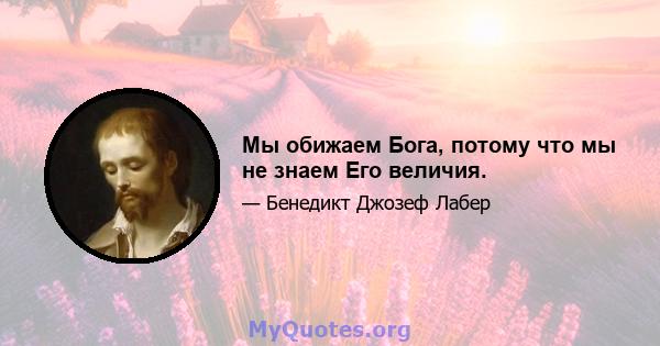 Мы обижаем Бога, потому что мы не знаем Его величия.