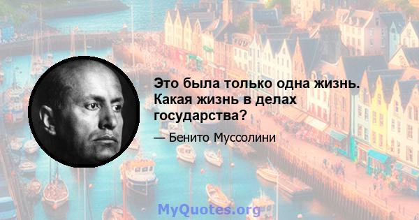 Это была только одна жизнь. Какая жизнь в делах государства?