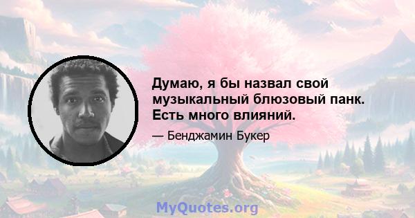 Думаю, я бы назвал свой музыкальный блюзовый панк. Есть много влияний.