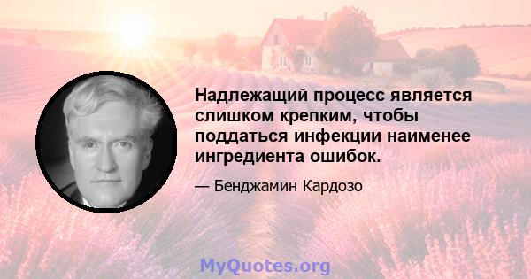 Надлежащий процесс является слишком крепким, чтобы поддаться инфекции наименее ингредиента ошибок.