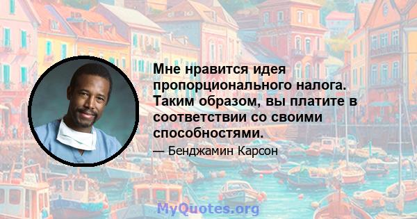 Мне нравится идея пропорционального налога. Таким образом, вы платите в соответствии со своими способностями.