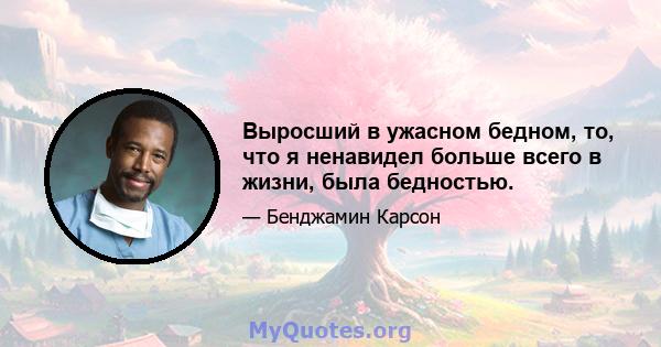 Выросший в ужасном бедном, то, что я ненавидел больше всего в жизни, была бедностью.