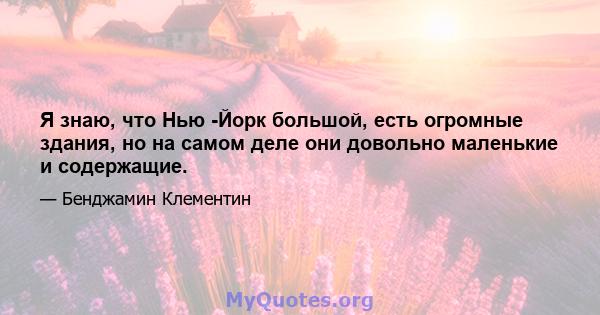 Я знаю, что Нью -Йорк большой, есть огромные здания, но на самом деле они довольно маленькие и содержащие.