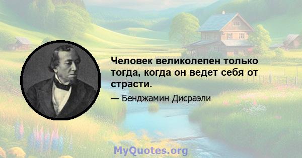 Человек великолепен только тогда, когда он ведет себя от страсти.