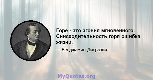 Горе - это агония мгновенного. Снисходительность горя ошибка жизни.