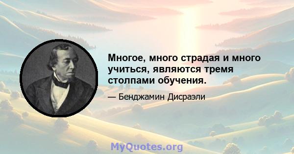 Многое, много страдая и много учиться, являются тремя столпами обучения.