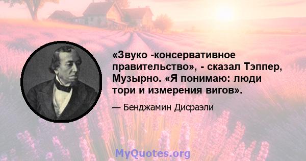 «Звуко -консервативное правительство», - сказал Тэппер, Музырно. «Я понимаю: люди тори и измерения вигов».