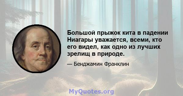 Большой прыжок кита в падении Ниагары уважается, всеми, кто его видел, как одно из лучших зрелищ в природе.