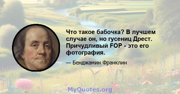 Что такое бабочка? В лучшем случае он, но гусениц Дрест. Причудливый FOP - это его фотография.