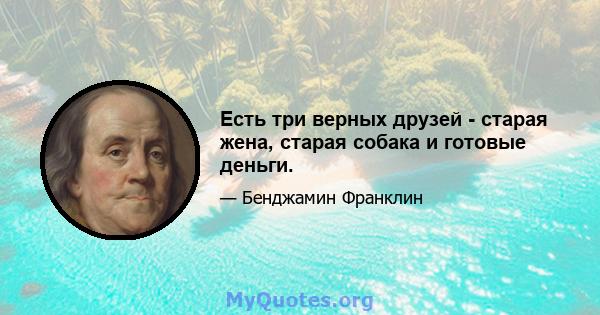 Есть три верных друзей - старая жена, старая собака и готовые деньги.