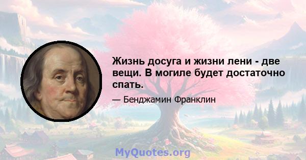 Жизнь досуга и жизни лени - две вещи. В могиле будет достаточно спать.