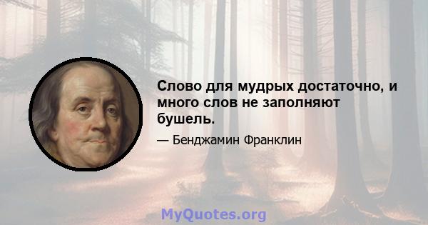 Слово для мудрых достаточно, и много слов не заполняют бушель.