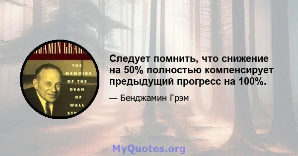 Следует помнить, что снижение на 50% полностью компенсирует предыдущий прогресс на 100%.