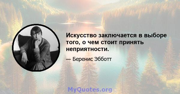 Искусство заключается в выборе того, о чем стоит принять неприятности.