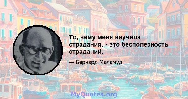 То, чему меня научила страдания, - это бесполезность страданий.