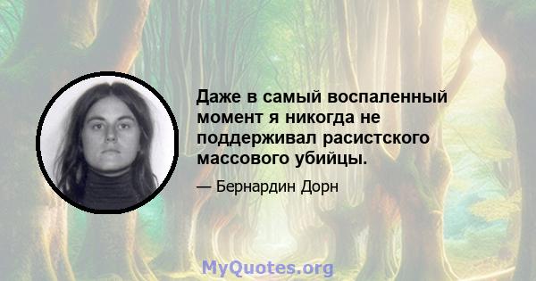 Даже в самый воспаленный момент я никогда не поддерживал расистского массового убийцы.