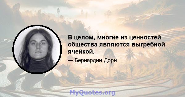 В целом, многие из ценностей общества являются выгребной ячейкой.