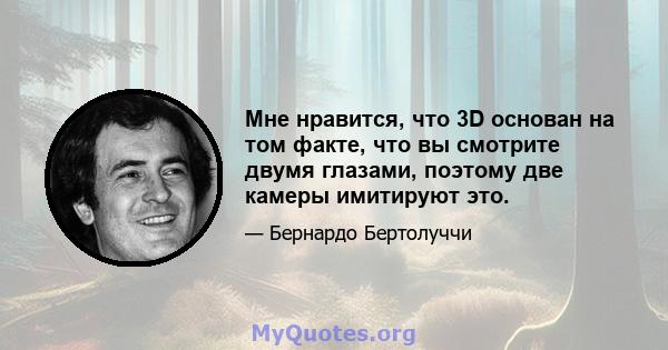 Мне нравится, что 3D основан на том факте, что вы смотрите двумя глазами, поэтому две камеры имитируют это.