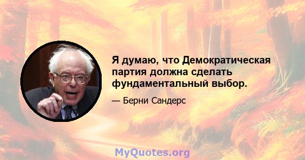 Я думаю, что Демократическая партия должна сделать фундаментальный выбор.