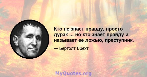 Кто не знает правду, просто дурак ... но кто знает правду и называет ее ложью, преступник.