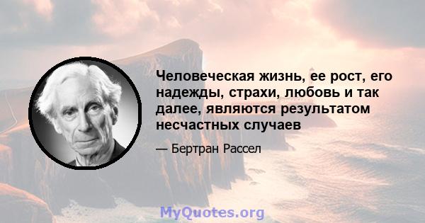 Человеческая жизнь, ее рост, его надежды, страхи, любовь и так далее, являются результатом несчастных случаев