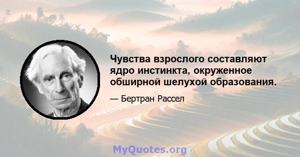 Чувства взрослого составляют ядро ​​инстинкта, окруженное обширной шелухой образования.