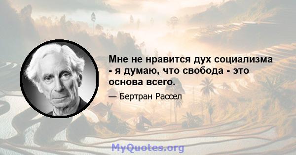 Мне не нравится дух социализма - я думаю, что свобода - это основа всего.