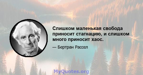 Слишком маленькая свобода приносит стагнацию, и слишком много приносит хаос.